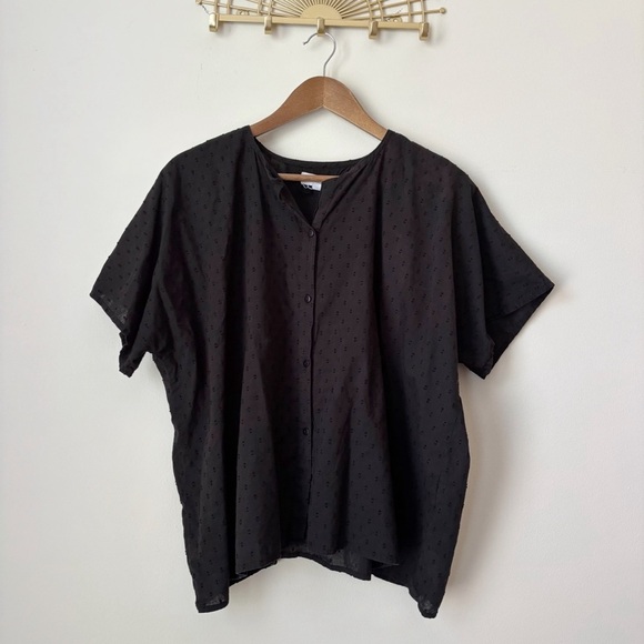 India Collection Emerson Fry Swiss Dot Blouse OS Black One Size - Picture 1 of 7